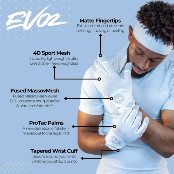 Massov EVO2 Youth Football Glove, Polar White